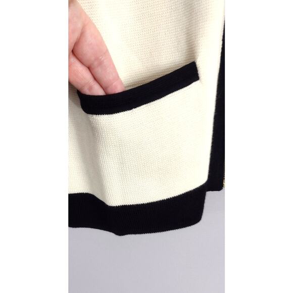 Talbots women's striped zipper front sweater medium cotton rayon - Picture 5 of 13